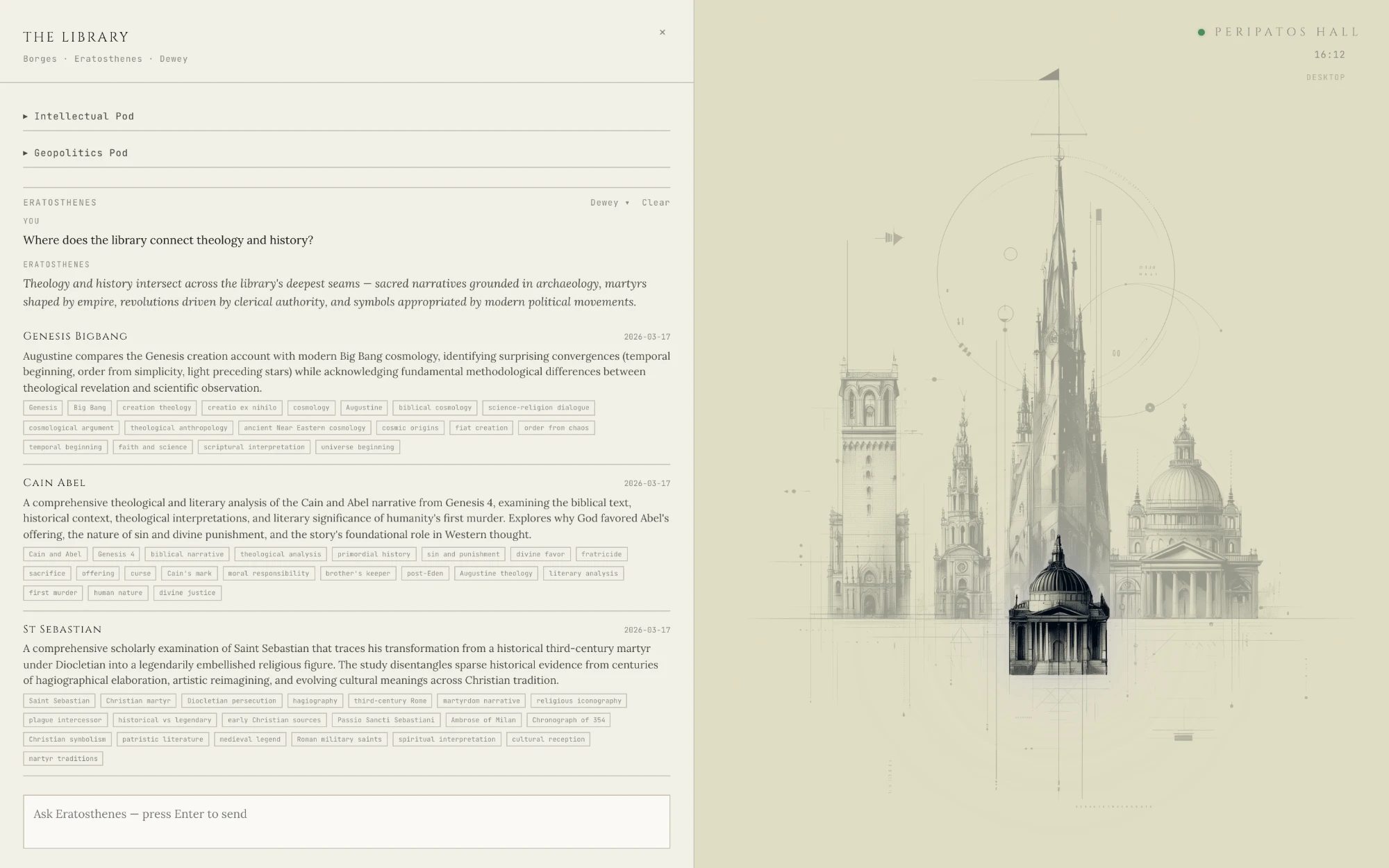 The Library: Eratosthenes connecting theology and history across the collection